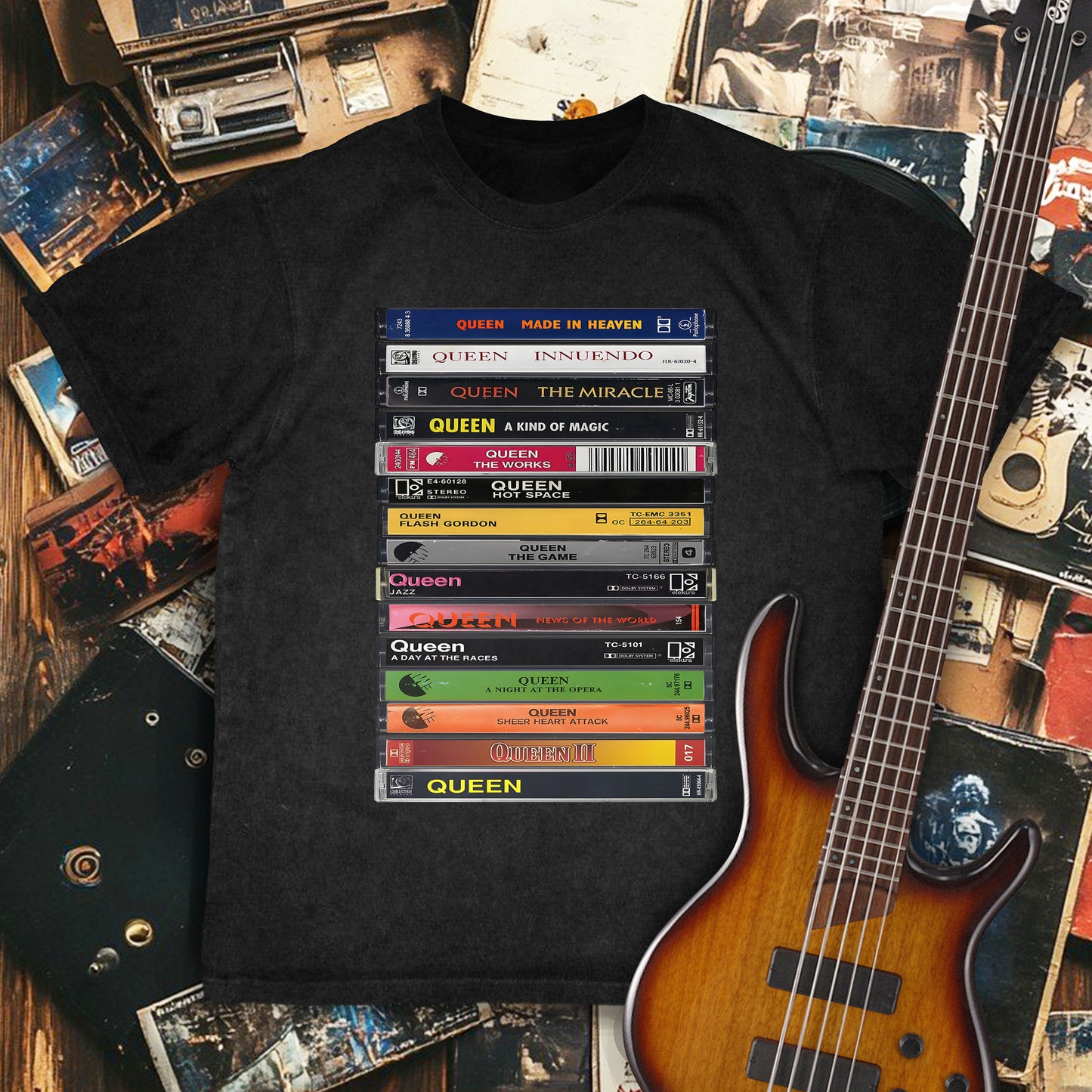 Queen Albums Cassette Retro Collection Premium Unisex T-Shirt