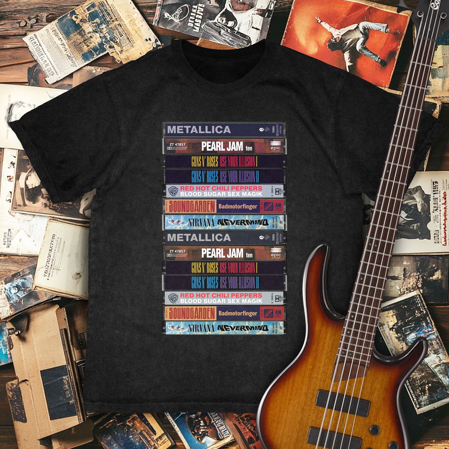 Iconic 90s Rock Albums Cassette Retro Collection Premium Unisex T-Shirt