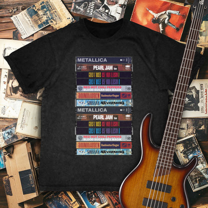 Iconic 90s Rock Albums Cassette Retro Collection Premium Unisex T-Shirt