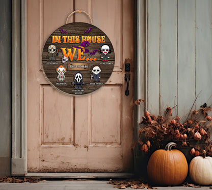 Custom Welcome You Should Run Horror Characters 2 Layered Door Hanger Sign