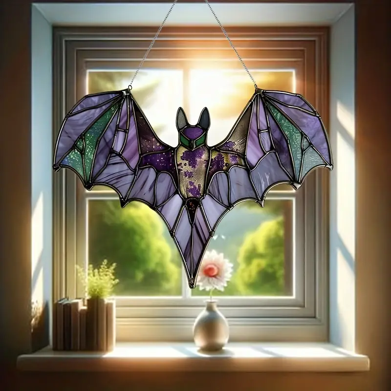 Bat Purple Halloween Acrylic Window Decor