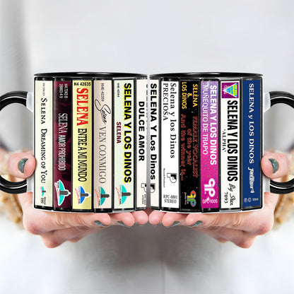 Selena Albums Cassette Collection Retro Accent Edge-to-Edge Printed Mug
