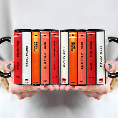 Cream Albums Cassette Collection Retro Accent Edge-to-Edge Printed Mug