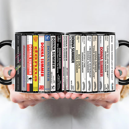 Donna Summer Albums Cassette Collection Retro Accent Edge-to-Edge Printed Mug