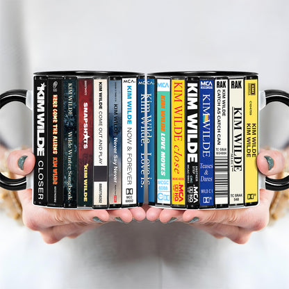 Kim Wilde Albums Cassette Collection Retro Accent Edge-to-Edge Printed Mug