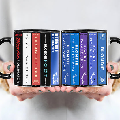 Blondie Albums Cassette Collection Retro Accent Edge-to-Edge Printed Mug