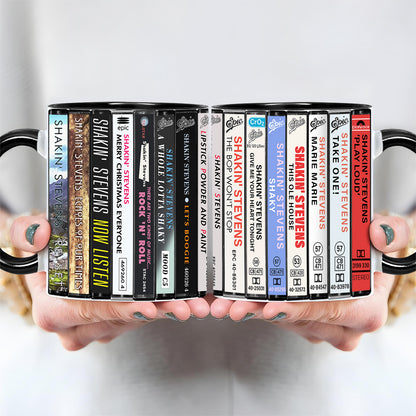 Shakin' Stevens Albums Cassette Collection Retro Accent Edge-to-Edge Printed Mug