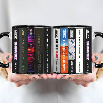 Muse Albums Cassette Collection Retro Accent Edge-to-Edge Printed Mug