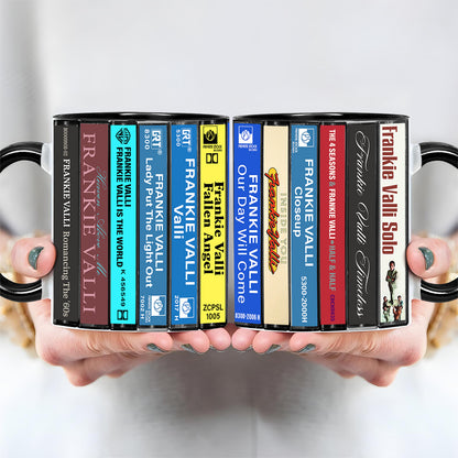 Frankie Valli Albums Cassette Collection Retro Accent Edge-to-Edge Printed Mug
