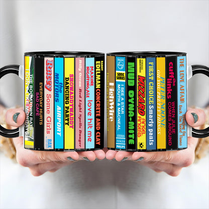 UK Pop Hits: More 70s Albums Cassette Collection Retro Accent Edge-to-Edge Printed Mug