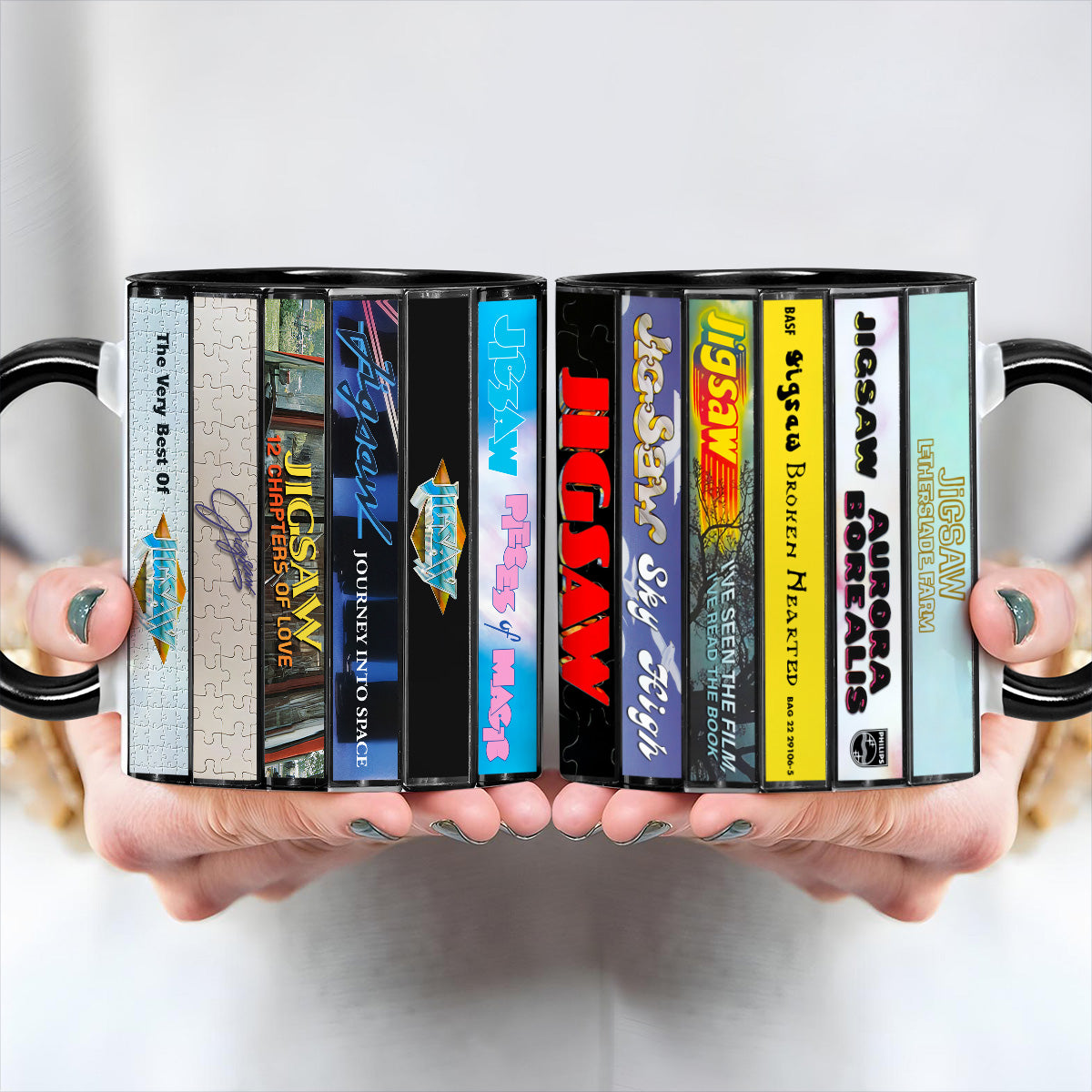 Jigsaw Albums Cassette Collection Retro Accent Edge-to-Edge Printed Mug