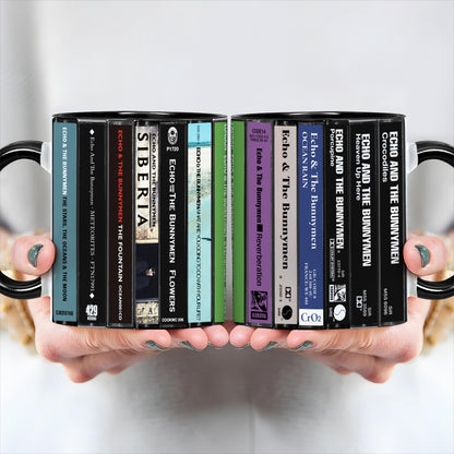 Echo & The Bunnymen Albums Cassette Collection Retro Accent Edge-to-Edge Printed Mug