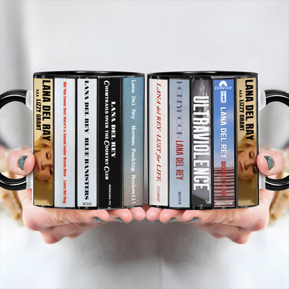 Lana Del Rey Albums Cassette Collection Retro Accent Edge-to-Edge Printed Mug