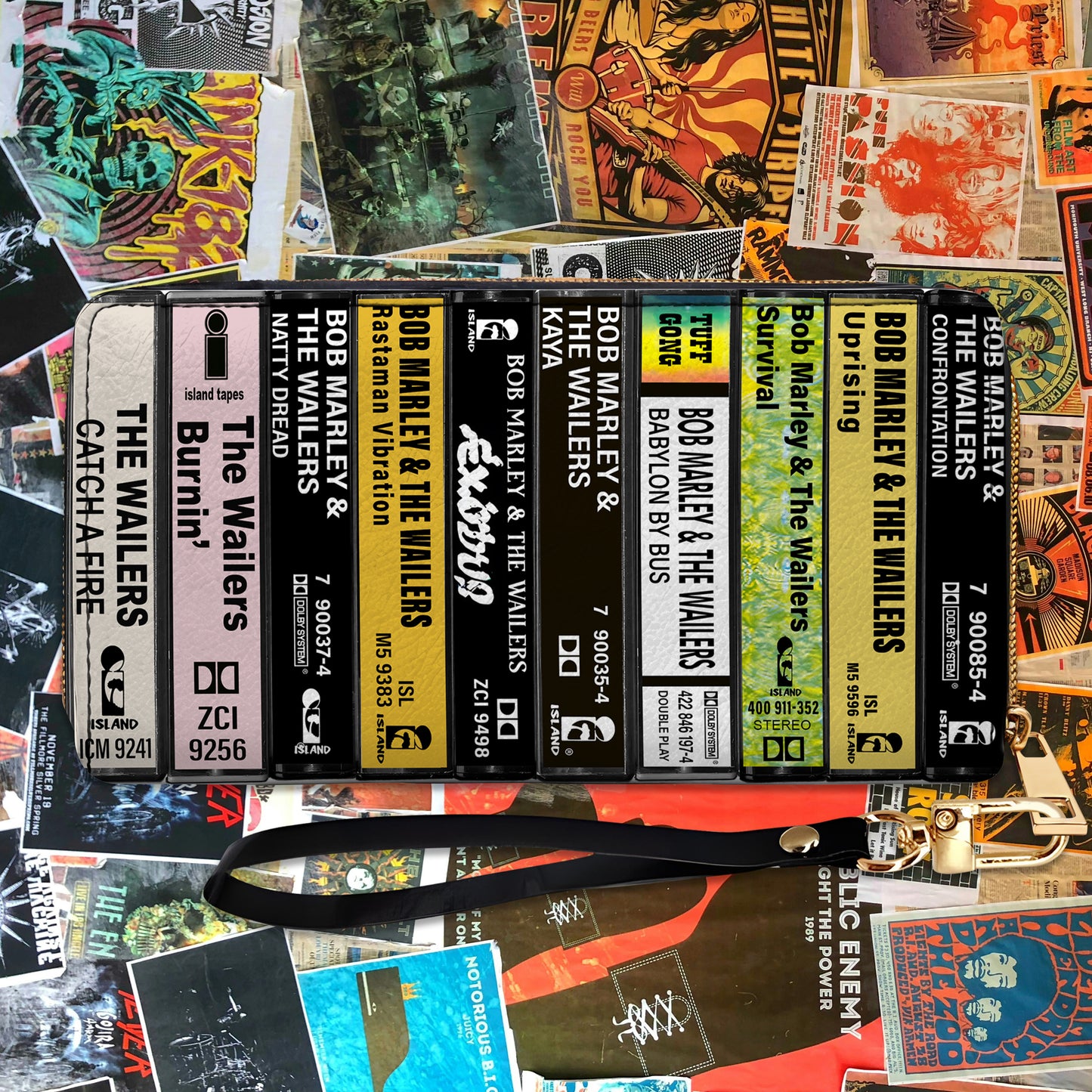 Bob Marley Albums Cassette Vintage Leather Long Wallet