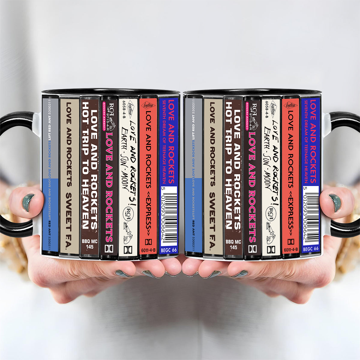 Love and Rockets Albums Cassette Collection Retro Accent Edge-to-Edge Printed Mug
