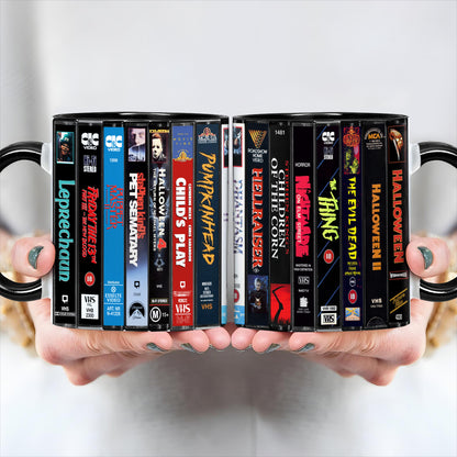 VHS Horror Movies Collection Retro Accent Edge-to-Edge Printed Mug