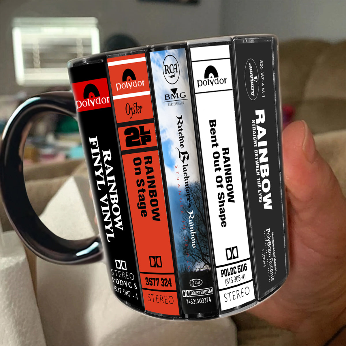 Ritchie Blackmore's Rainbow Albums Cassette Collection Retro Accent Mug