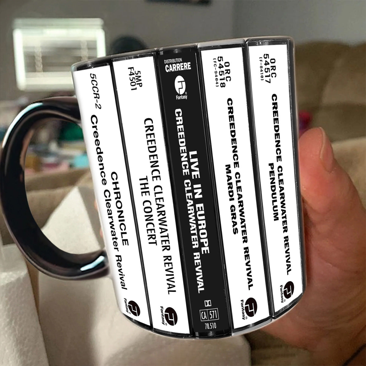 Creedence Clearwater Revival Albums Cassette Collection Retro Accent Edge-to-Edge Printed Mug