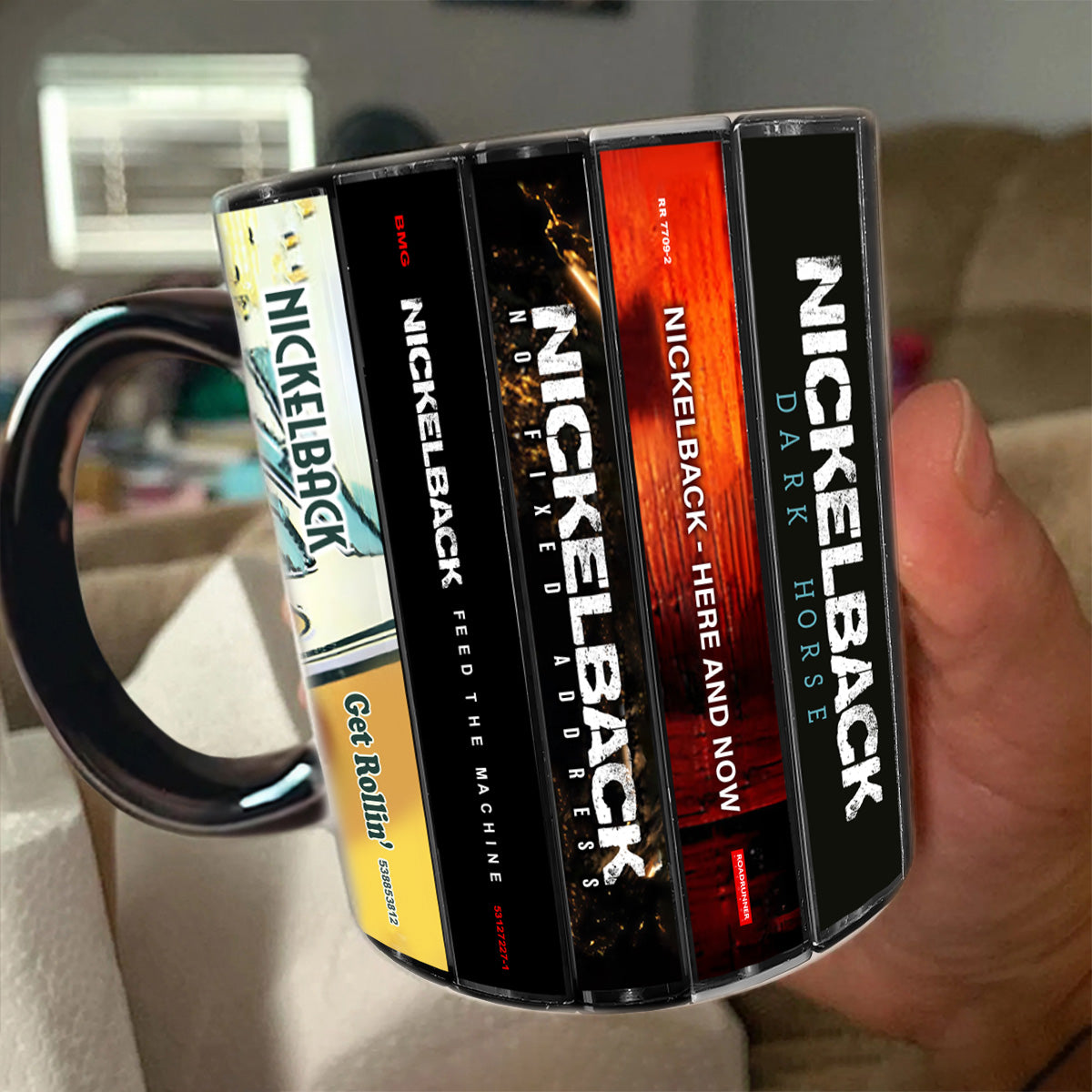 Nickelback Albums Cassette Collection Retro Accent Mug