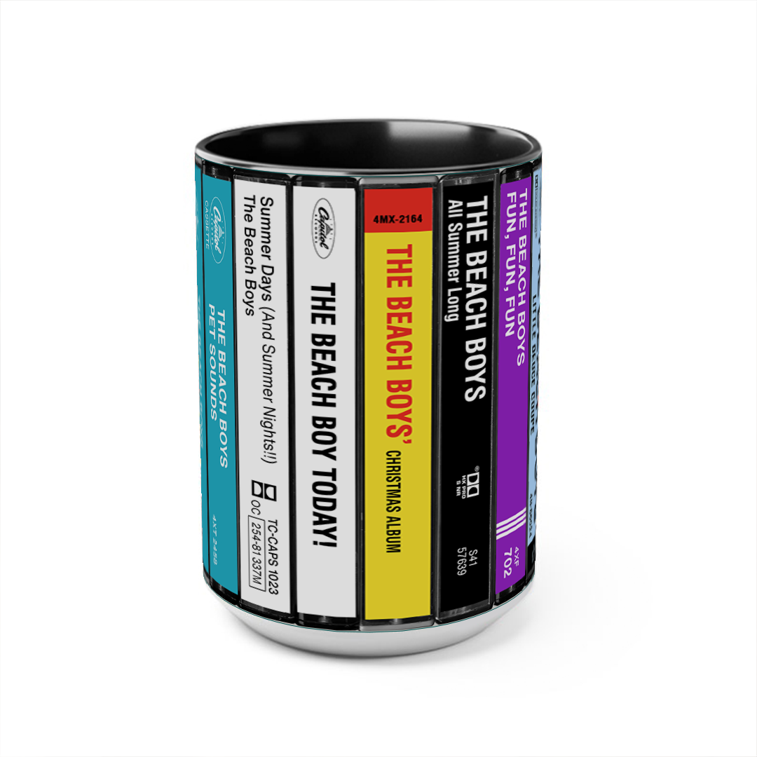 The Beach Boys Albums Cassette Collection Retro Accent Edge-to-Edge Printed Mug