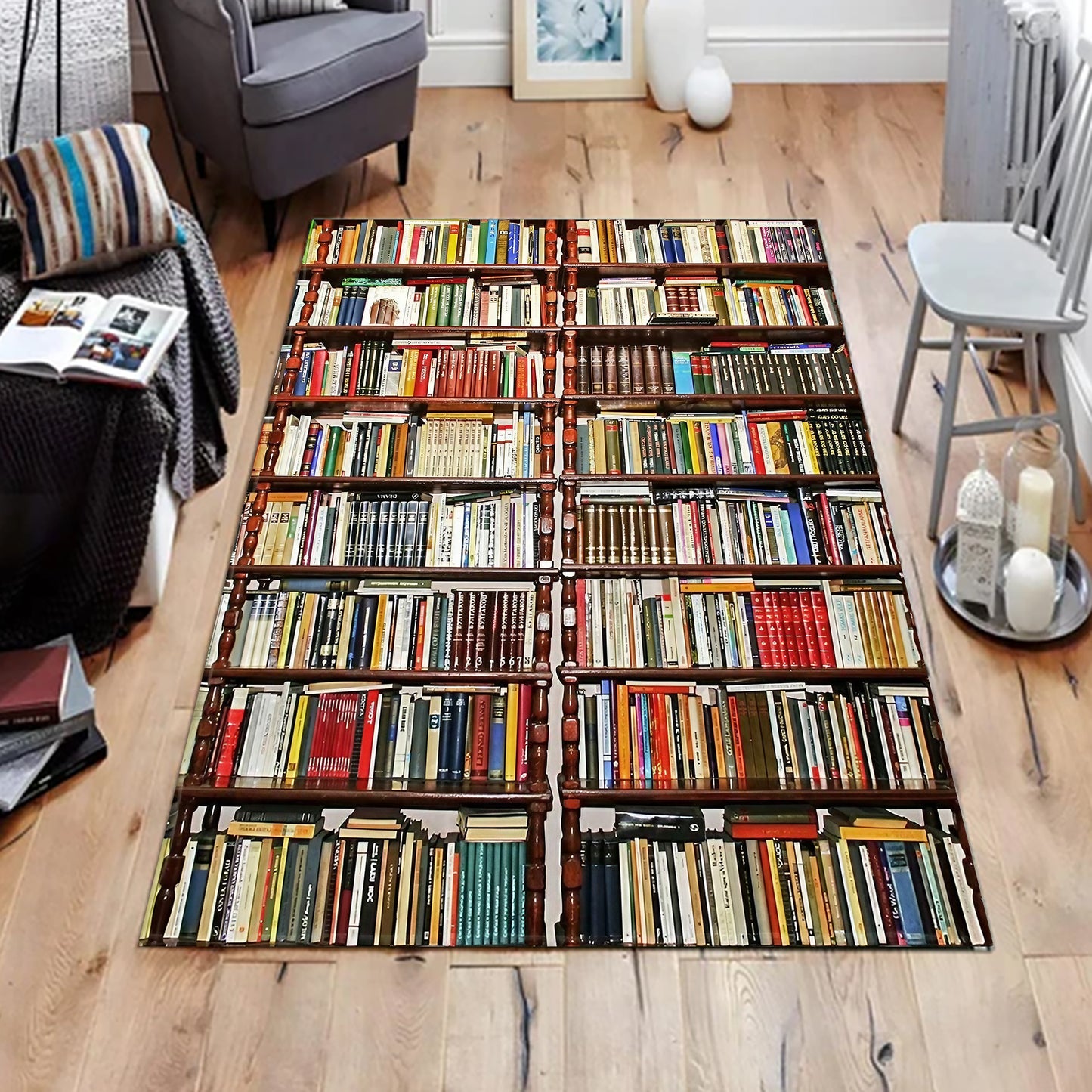 Books Shelf, Library Room Rug for Bookaholics