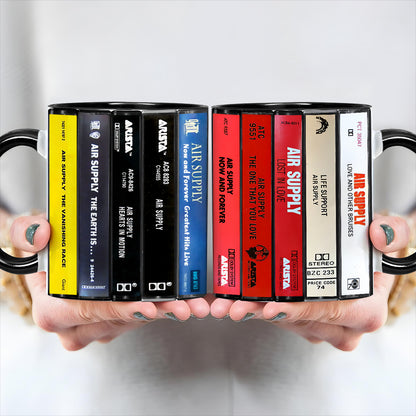 Air Supply Albums Cassette Collection Retro Accent Edge-to-Edge Printed Mug