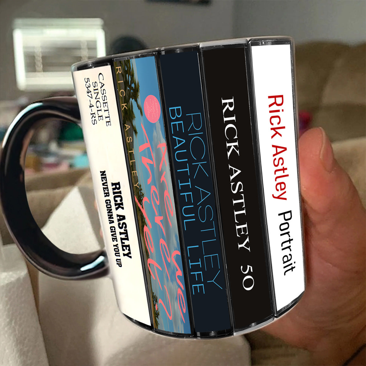 Rick Astley Albums Cassette Collection Retro Accent Mug