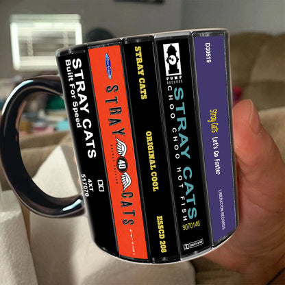 Stray Cats Albums Cassette Collection Retro Accent Mug