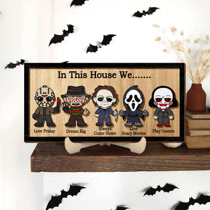 In This House We Horror Halloween 2 Layered Frame Wood Frame