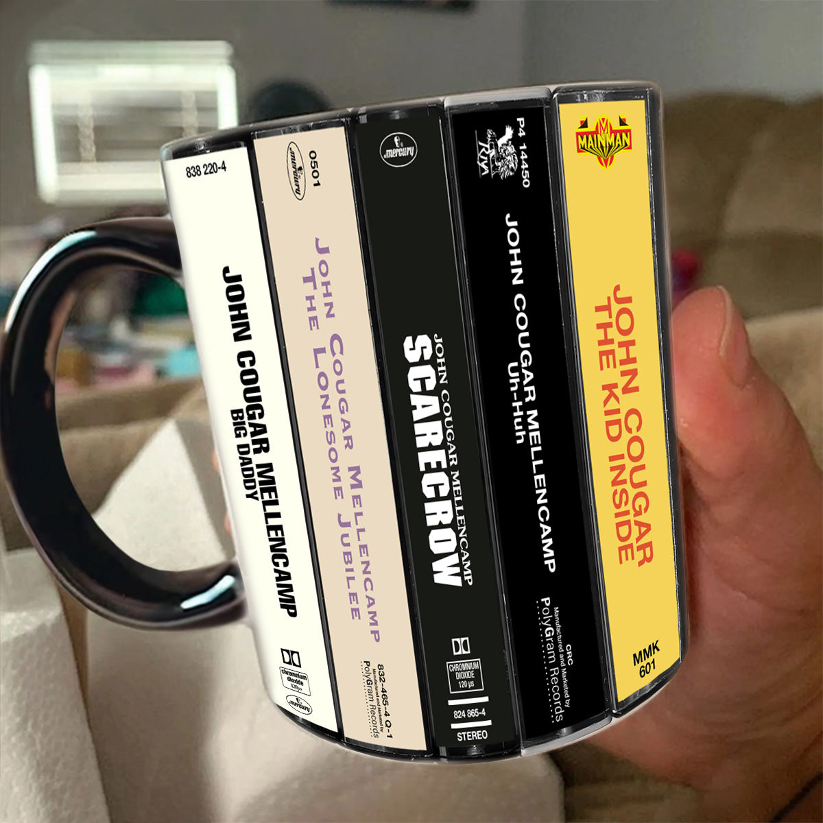 John Mellencamp Albums Cassette Collection Retro Accent Mug