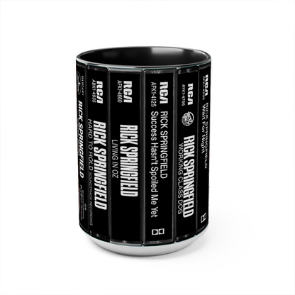 Rick Springfield Albums Cassette Collection Retro Accent Edge-to-Edge Printed Mug