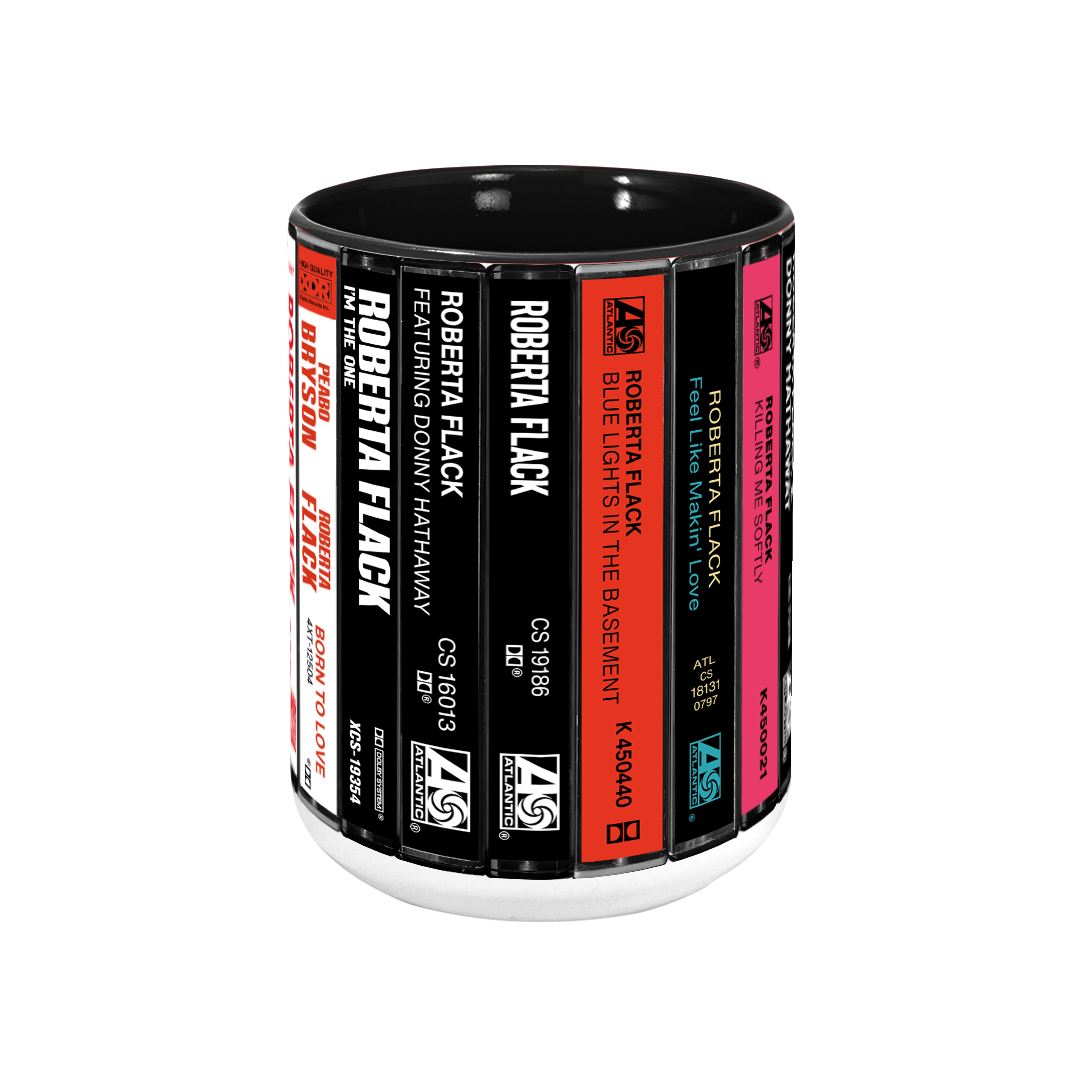 Roberta Flack Albums Cassette Collection Retro Accent Edge-to-Edge Printed Mug