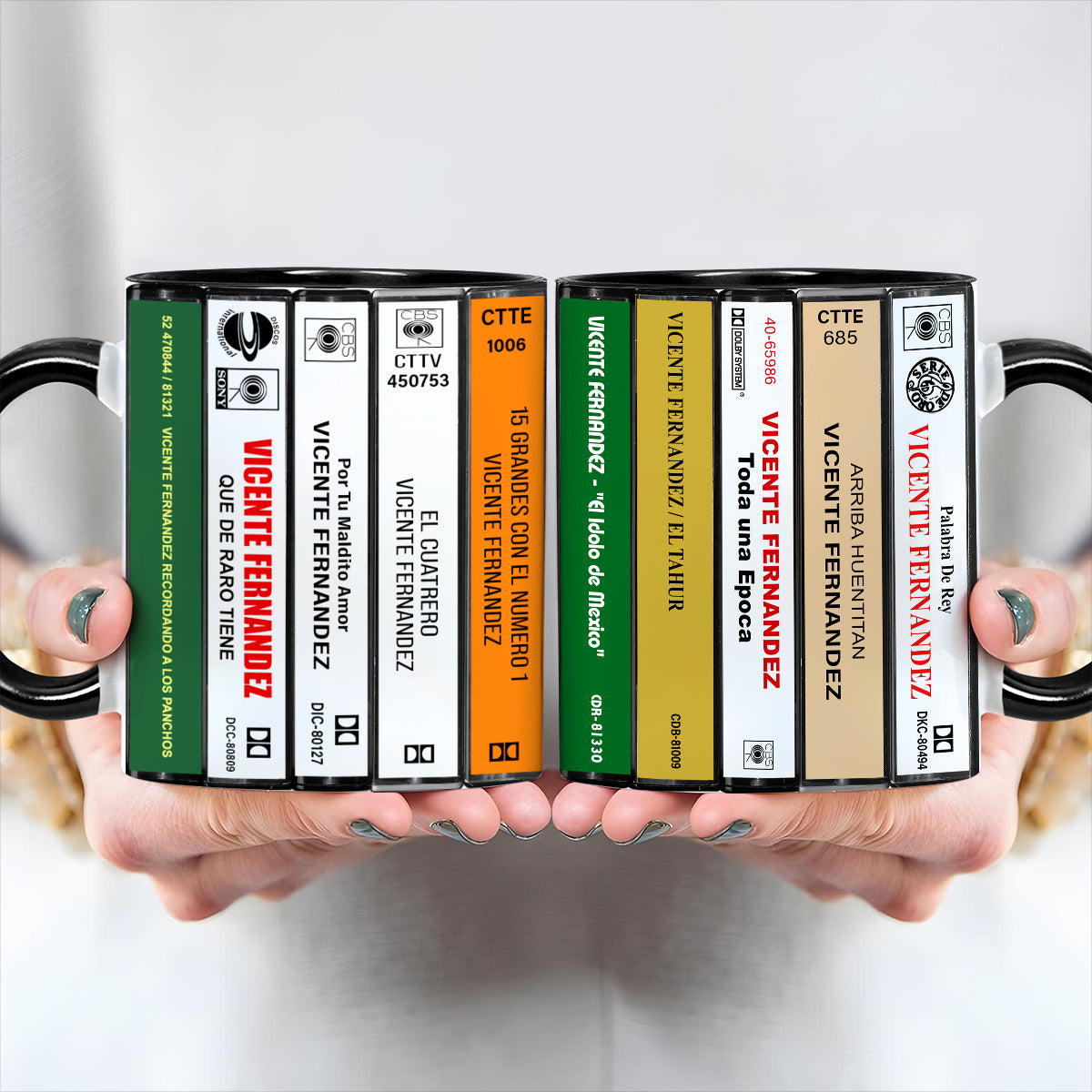 Vicente Fernadez Albums Cassette Collection Retro Accent Mug