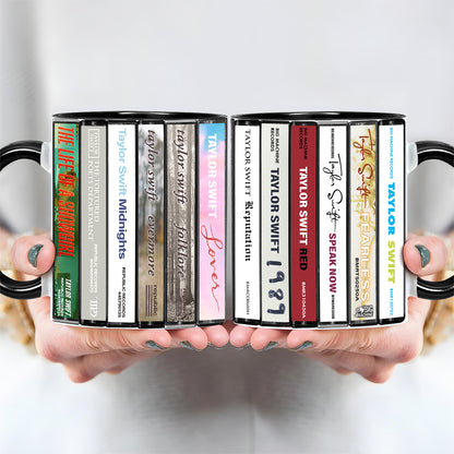 Taylor Swift Albums Cassette Collection Retro Accent Edge-to-Edge Printed Mug