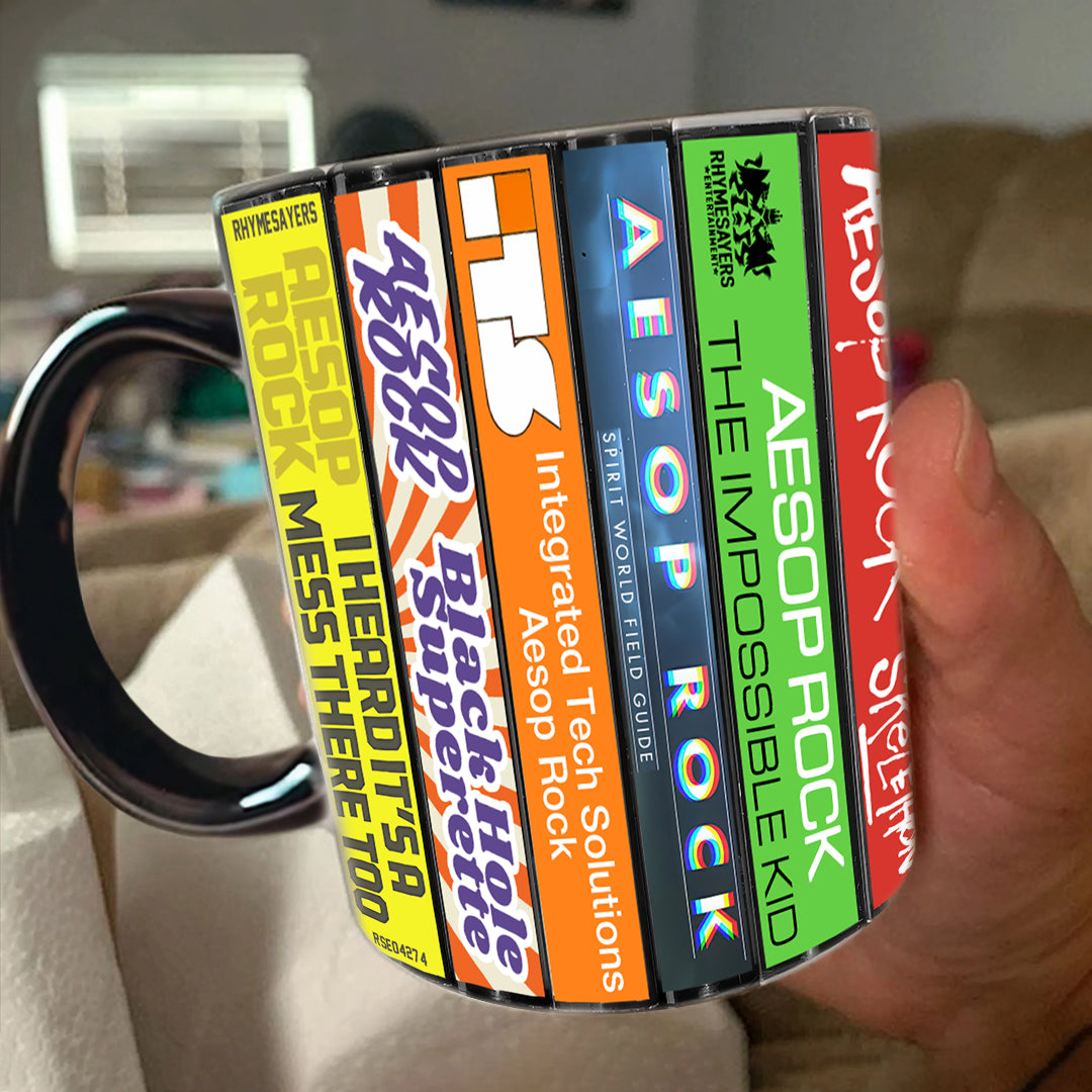 Aesop Rock Albums Cassette Collection Retro Accent Mug