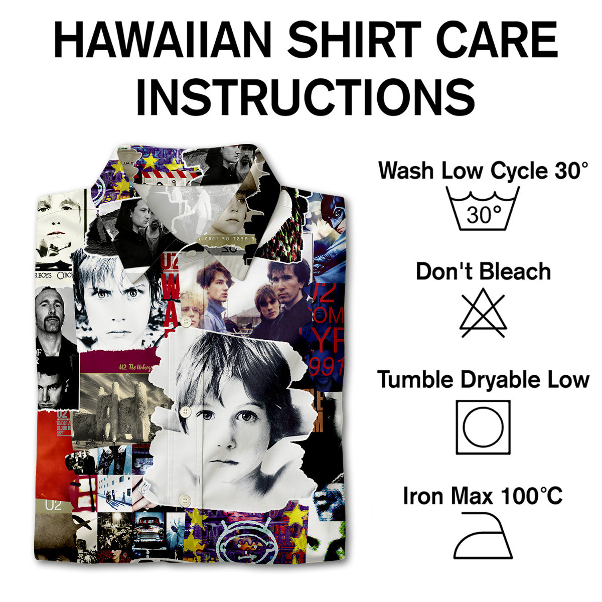 U2 Albums Covers Collage Unisex Hawaiian Shirt