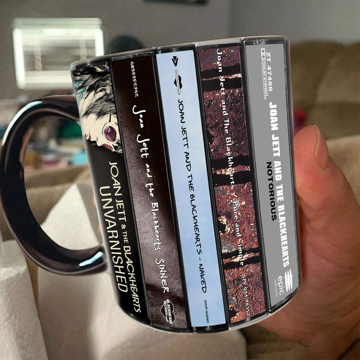 Joan Jett and the Blackhearts Albums Cassette Collection Retro Accent Mug