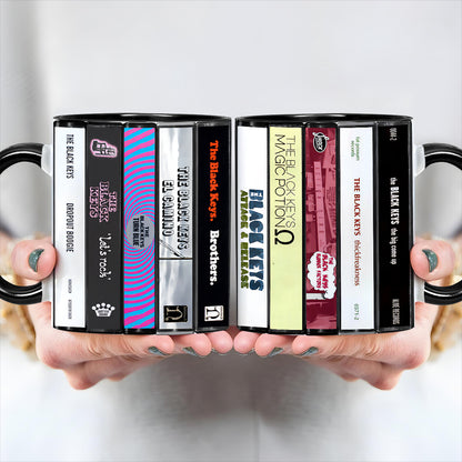 The Black Keys Albums Cassette Collection Retro Accent Edge-to-Edge Printed Mug