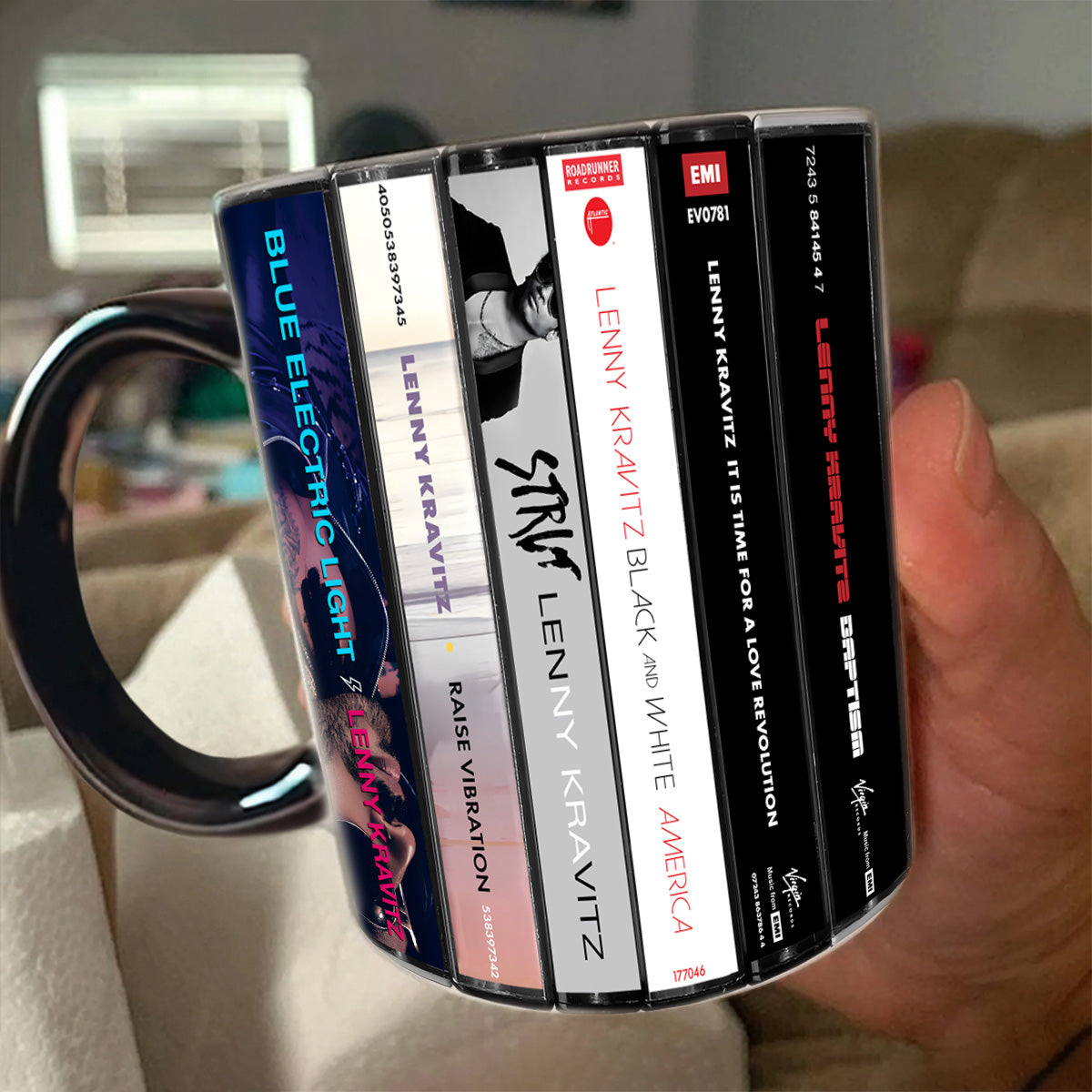 Lenny Kravitz Albums Cassette Collection Retro Accent Mug