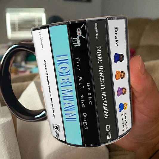 Drake Albums Cassette Collection Retro Accent Edge-to-Edge Printed Mug