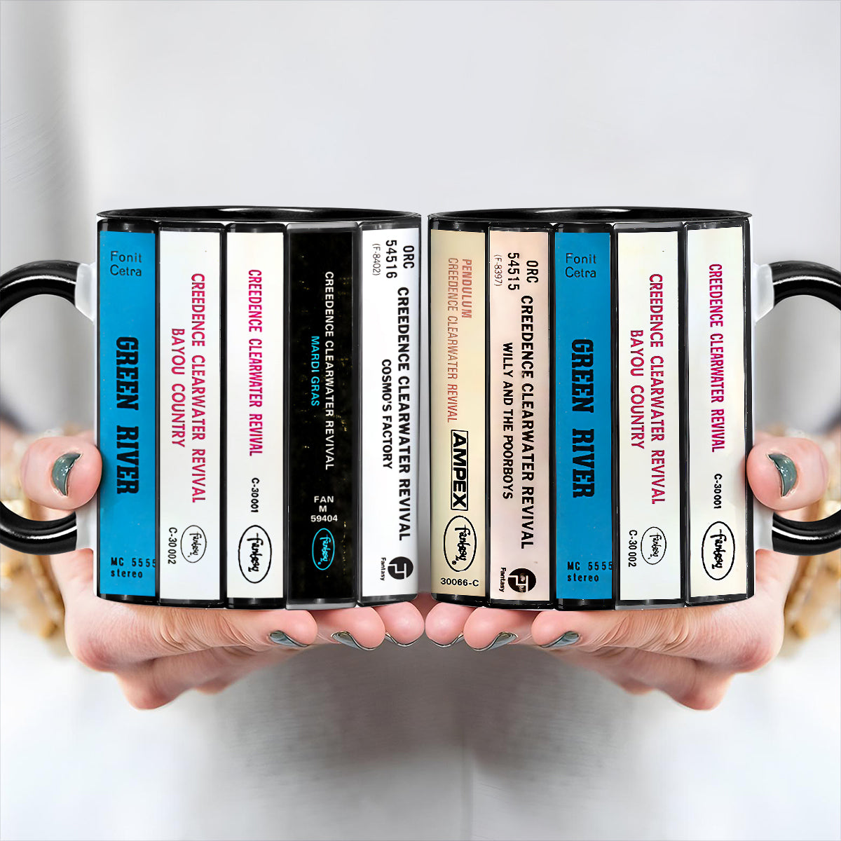 Creedence Clearwater Revival Albums Cassette Collection Retro Accent Edge-to-Edge Printed Mug