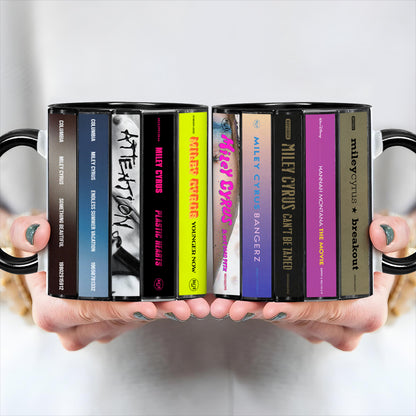 Miley Cyrus Albums Cassette Collection Retro Accent Edge-to-Edge Printed Mug