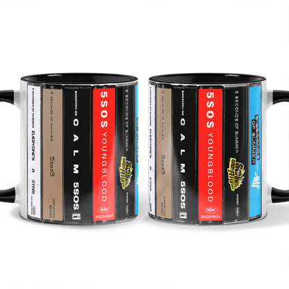5 Seconds of Summer Albums Cassette Collection Retro Accent Mug