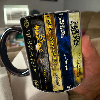 Death Metal Albums Cassette Collection Retro Accent Mug