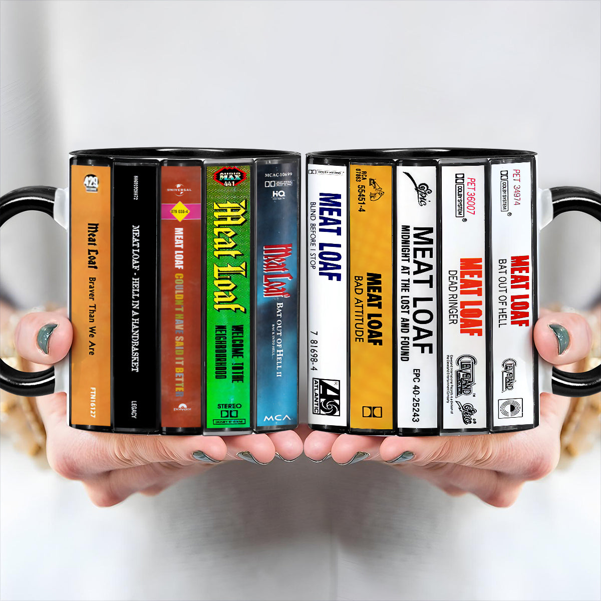 Meat Loaf Albums Cassette Collection Retro Accent Edge-to-Edge Printed Mug