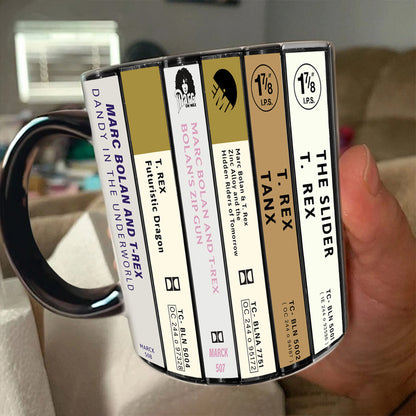 T. Rex Albums Cassette Collection Retro Accent Mug