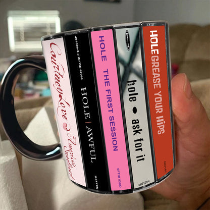 Courtney Love and Hole Albums Cassette Collection Retro Accent Mug