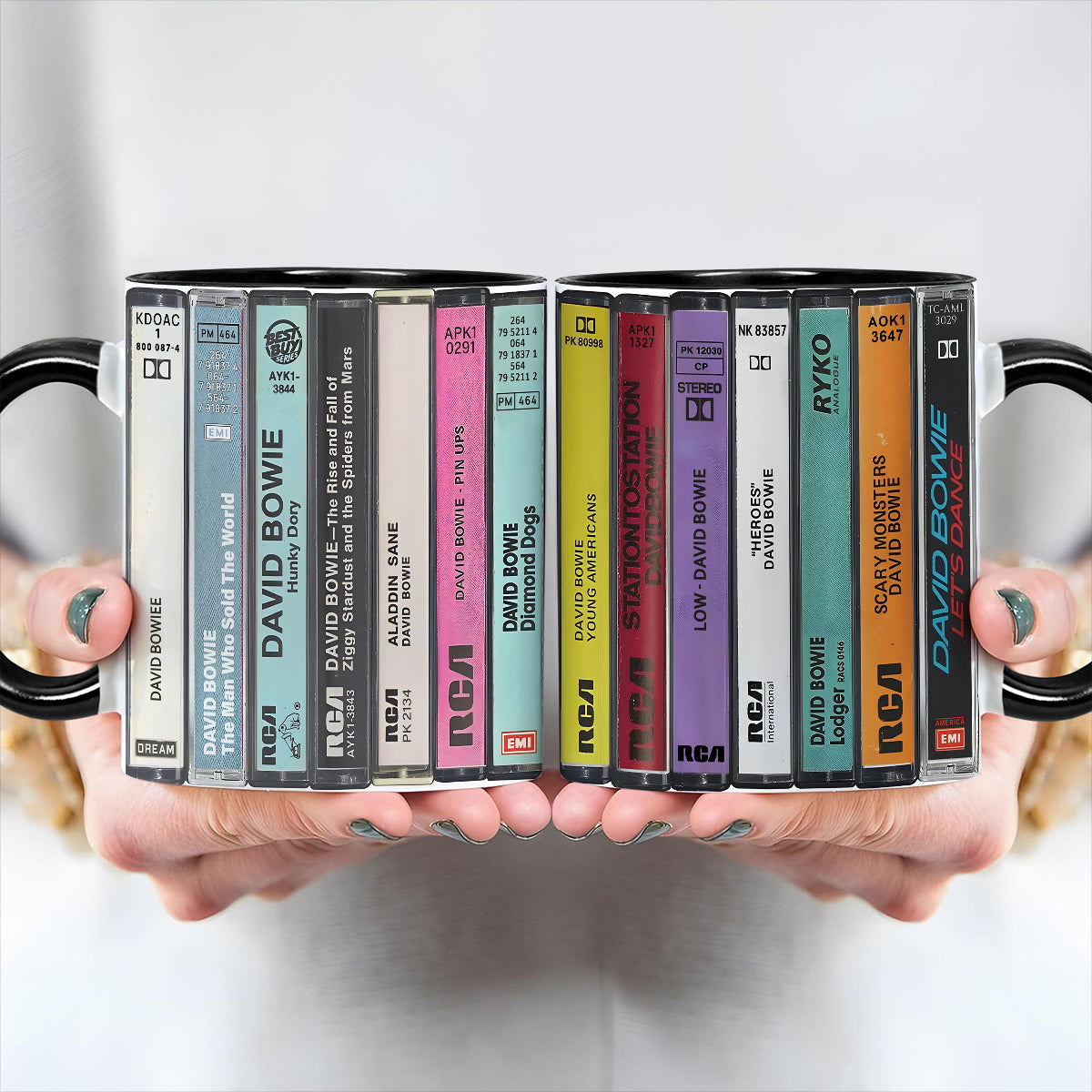 David Bowie Albums Cassette Collection Retro Accent Mug