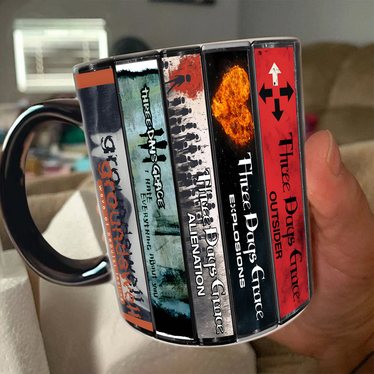 Three Days Grace Albums Cassette Collection Retro Accent Mug