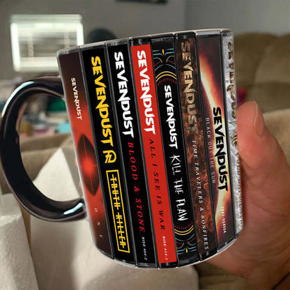 Sevendust Albums Cassette Collection Retro Accent Edge-to-Edge Printed Mug